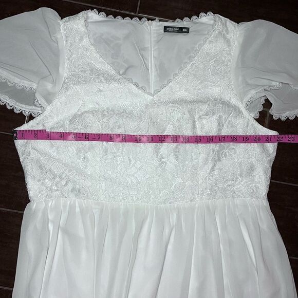 Shein curve white lace maxi dress w/front split sz 2XL - Picture 6 of 8